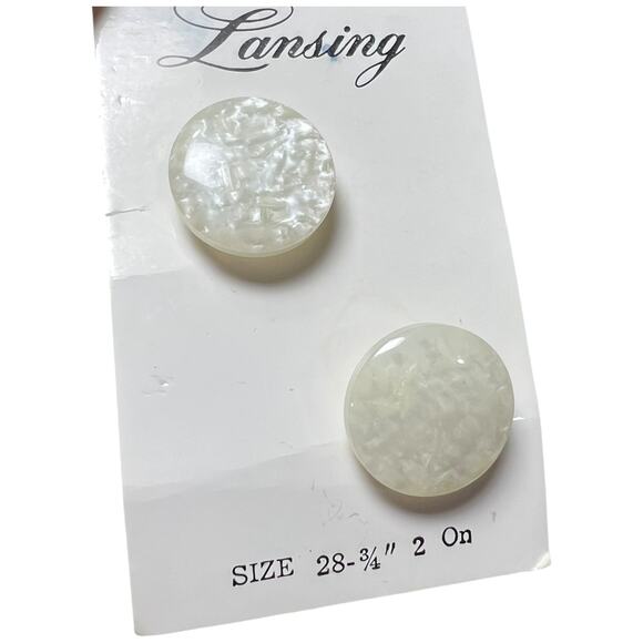 Vintage Lansing Pearlescent White Shank Buttons Set of 2 Size 28 - Picture 3 of 4